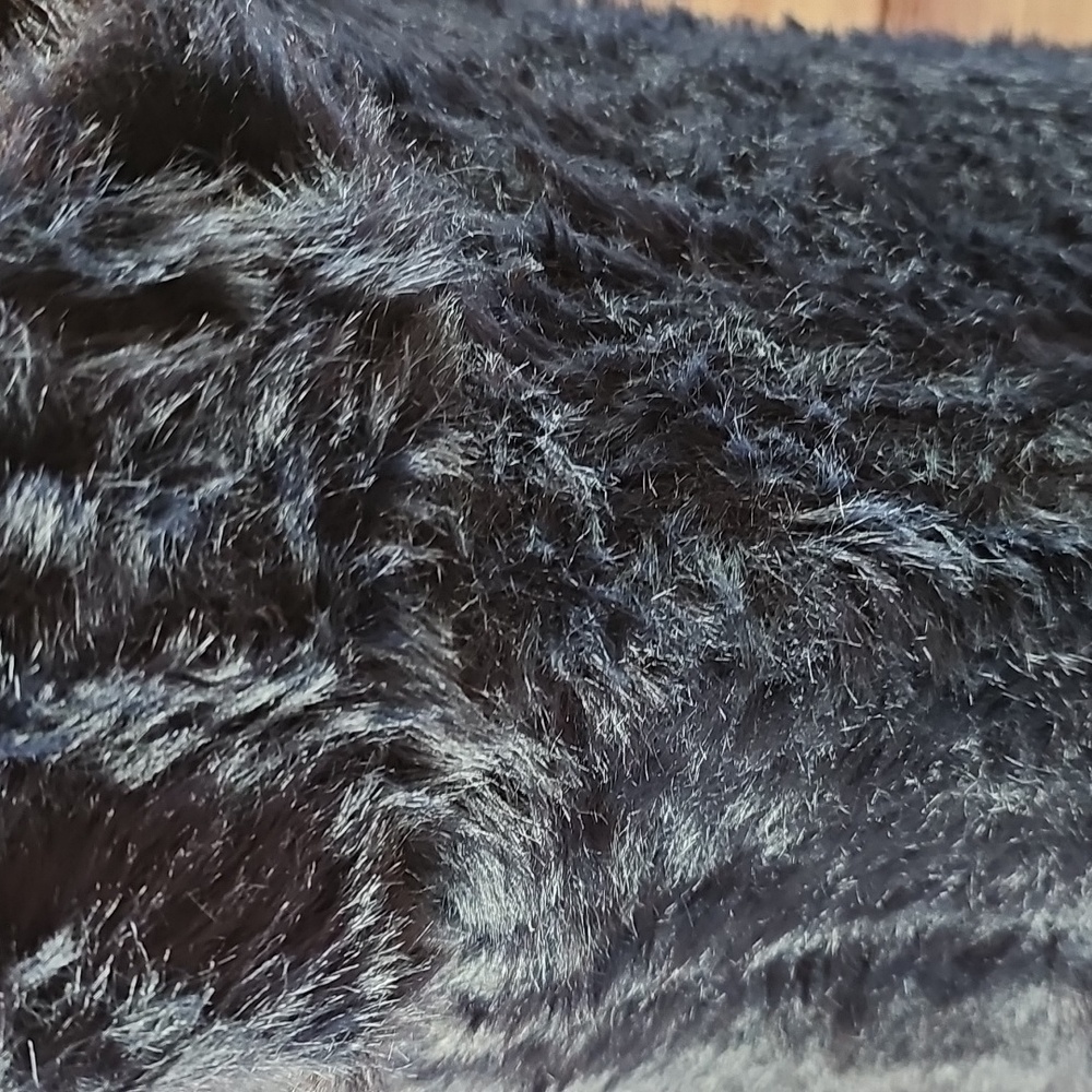 NEW FREE PEOPLE BLACK FURRY LONG SLEEVE OPEN FRONT CARDIGAN - Picture 8 of 13